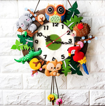Childrens creative handmade non-cutting non-woven handmade fabric diy material bag wall clock cartoon animal gift