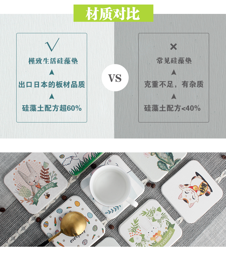Diatom bùn sáng tạo nước coaster nhà phòng khách khay trà Nhật Bản phong cách pad diatom đất phim hoạt hình cốc bàn mat bình giữ nhiệt 1.5 lít