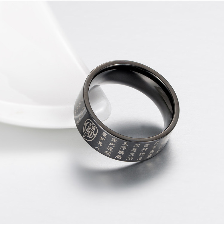 Titan thép ác linh cứu trợ ánh sáng vàng lời nguyền nhẫn Đạo giáo tám lời nguyền lớn bùa hộ mệnh retro ngón tay ngón tay trang sức thủy triều nhẫn bạc pnj