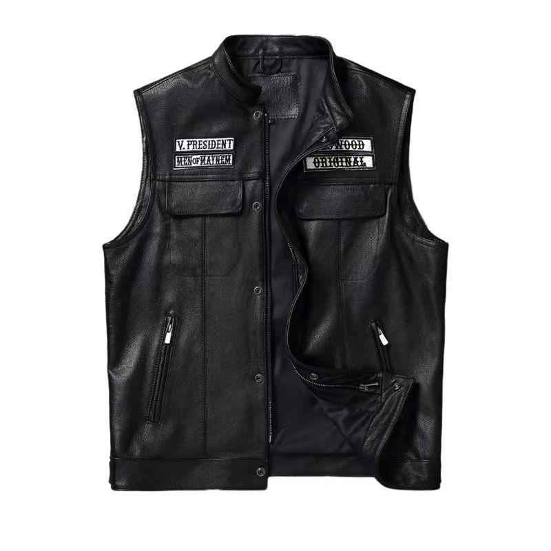 Factory Special Price: Sons of Anarchy Harley Motorcycle Vest, Genuine First-Layer Cowhide Men's Leather Vest, Riding Vest, Trendy Men's Style