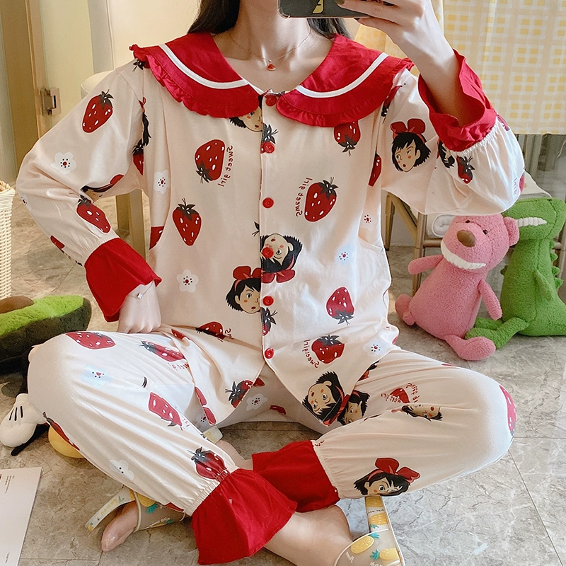Quần áo giam giữ mùa hè mỏng phần phụ nữ mang thai trước khi sinh và sau khi sinh cho con bú và cho con bú quần áo giam giữ quần áo cotton bộ đồ ngủ phục vụ tại nhà - Giải trí mặc / Mum mặc