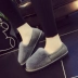 Mùa đông cộng với giày cotton nhung Phụ nữ ấm túi dày với giày thấp ở nhà bên ngoài mang dép bông chống trượt thoải mái