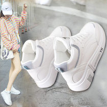 Small white shoes women 2022 spring and summer new high help Korean version 100 hitch students flat bottom board shoes casual women shoes gapped cotton shoes