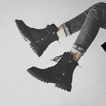 Martin Boots Woman 2022 New Autumn Winter Inn Wind Boots 100 Hitch Flat Bottom Net Red Slim Boot Plus Suede Short Boots