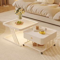 Minchuan Cream Wind Rock Plate Coffee Table Living Room For Home Small Apartment Modern Minimalist 2025 New arrival Popular Square