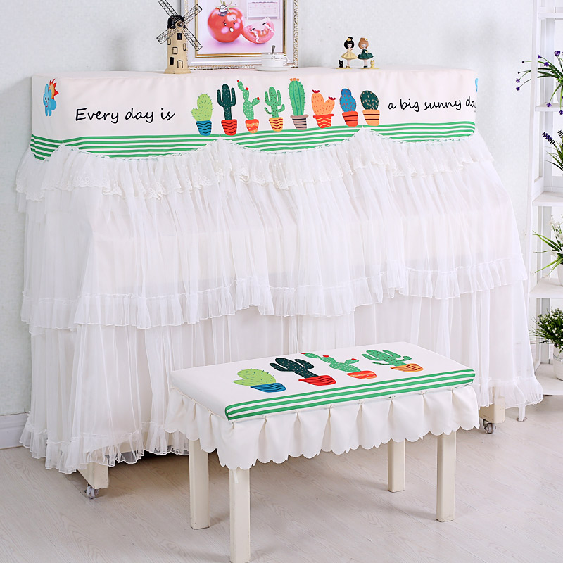 Brief Modern Lace Piano Hood Full Hood Printed Cartoon Piano Dust Cover With Lined Piano Hood Nordic