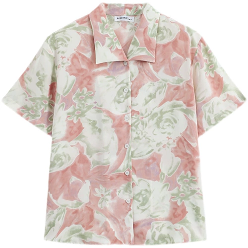 Брендовая летняя ретро дизайнерская рубашка, короткий рукав, тренд сезона