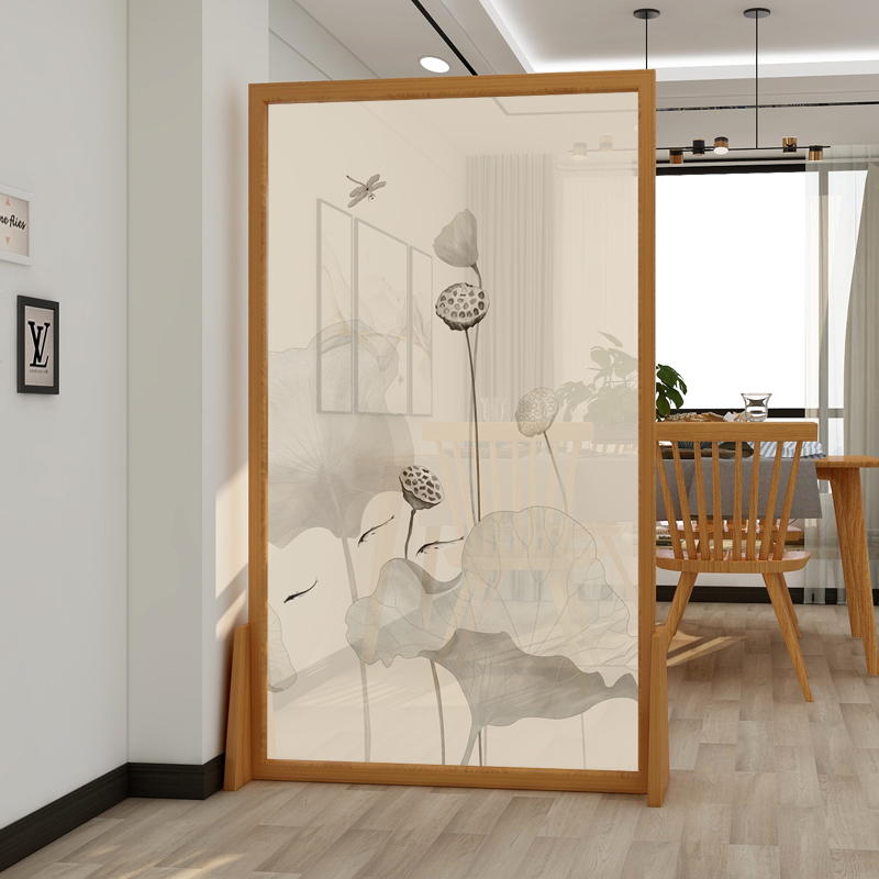 Chinese Zen solid wood screen partition wall living room modern masonry bedroom to block household office lotus seat screen