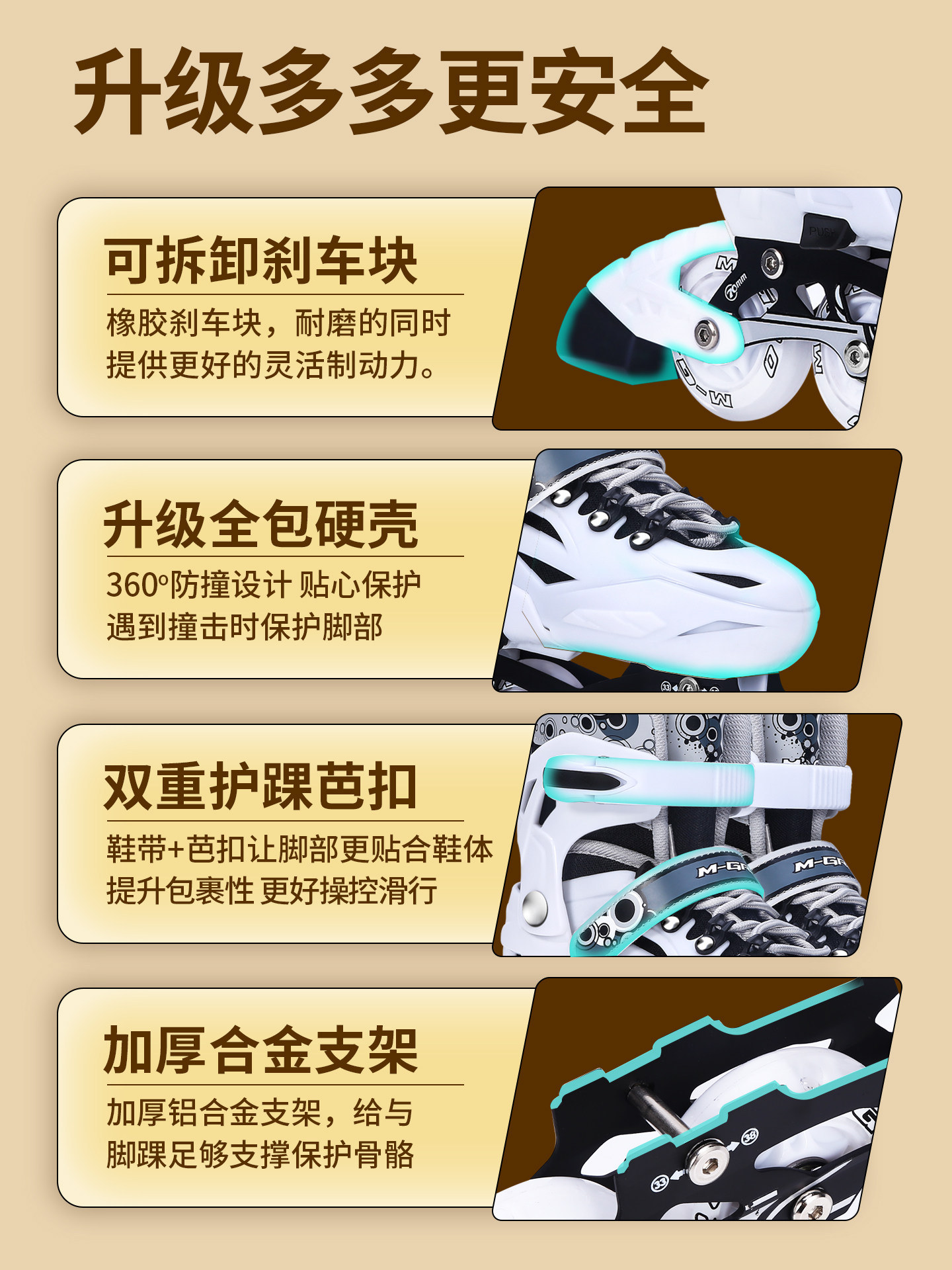 Clever Beginner Professional Roller Skates Skating Shoes for Adults, Boys, and Girls, Roller Skates, Complete Set, Adjustable