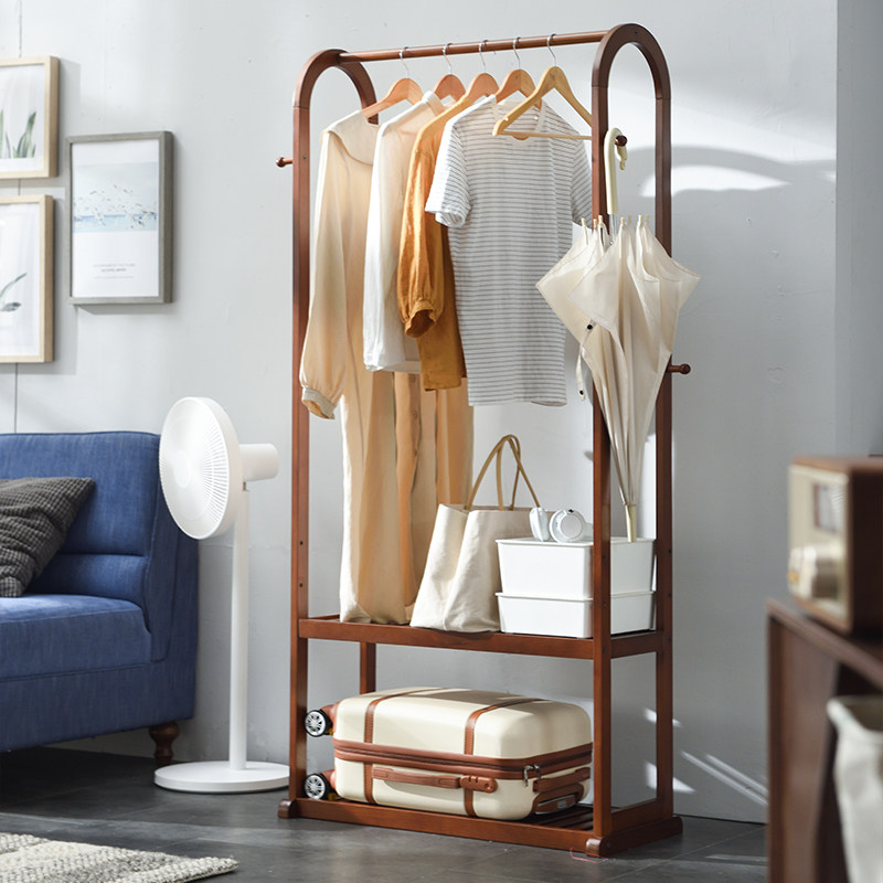 Nordic minimalist Entrance Solid Wood Floor Clothes Hat Rack Bedroom Simple Hanging Hanger Multifunction Home Object Layer Shelf