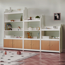 Simple Children Bookshelves Plot-down Solid Wood Baby Students Bookshelves Shelve Bookcase With Door Economy Small