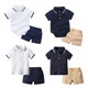 Baby bag pants for boys baby lapel white T-shirt boys summer gentleman polo shirt short-sleeved shorts set 2 pieces