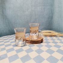 Retro style high-value style cup black tea cup milk tea cup amber glass wine cup office tea coffee cup