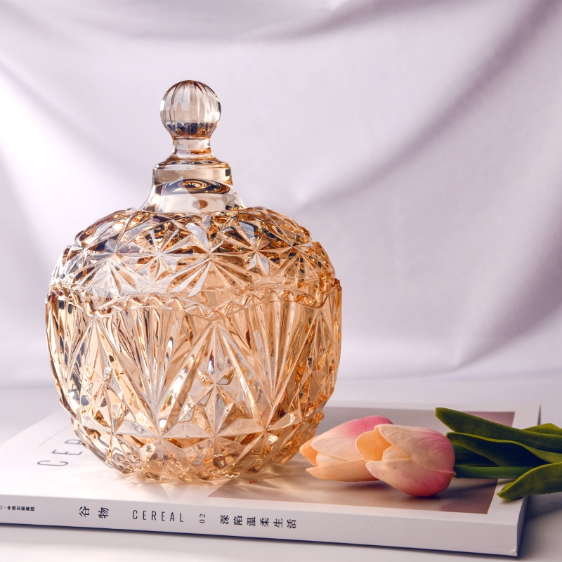 Large European glass striped color storage with candy candy cylinder jewelry bowl for self-help sauce bowl