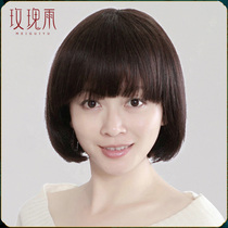 Wig female short hair round face qi bangs real hair short hair BOBO head full true natural BOBO head girl short hair hair set