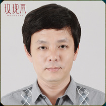 Middle-aged wig Mens middle-aged wig Mens short hair Real hair wig Real hair hair Business mens wig set