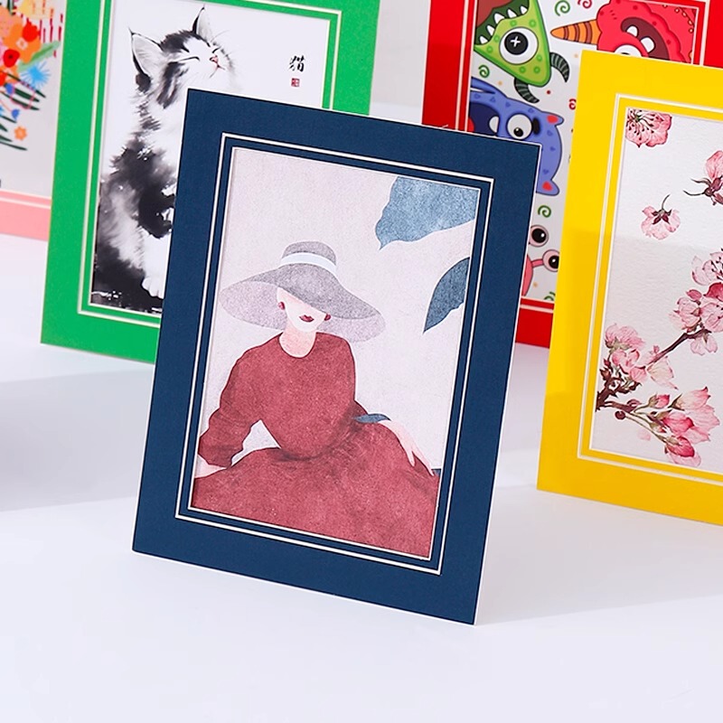 Cardboard Photo Frame with Stand Table Simple Thick Cardboard Mounting Picture Frame 6inch 7inch A4 Photo Work Mounting Frame