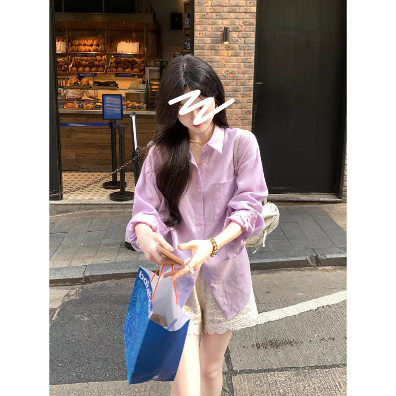 Soft Misty Purple Shirt, Linen Relaxed Fit, Slightly Wrinkled, Pearlescent Button Shirt, Versatile Silhouette Shirt for Women, Purple Top Soft Misty Purple Shirt, Linen Relaxed Fit, Slightly Wrinkled, Pearlescent Button Shirt, Versatile Silhouette Shirt for Women, Purple Top