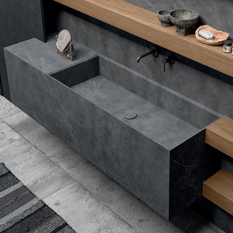 2022 Yamanis grey hanging wall type integrated rock plate WASHBASIN washbasin Washbasin Bath Cabinet design Customized