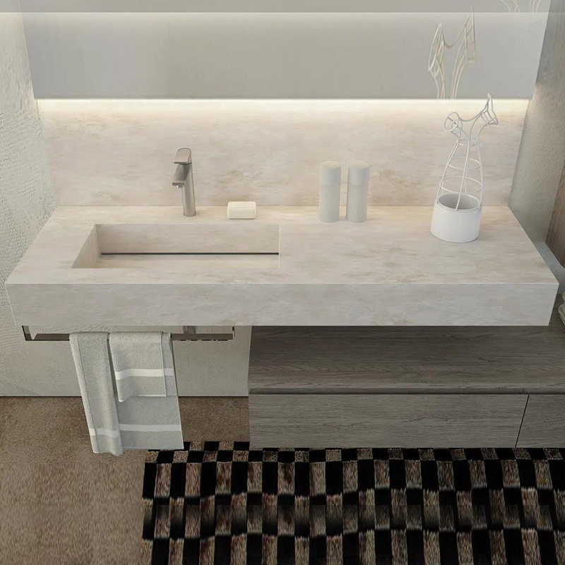 Italian starry sky grey hanging wall type integrated rock board washbasin washbasin bathroom cabinet designer customised