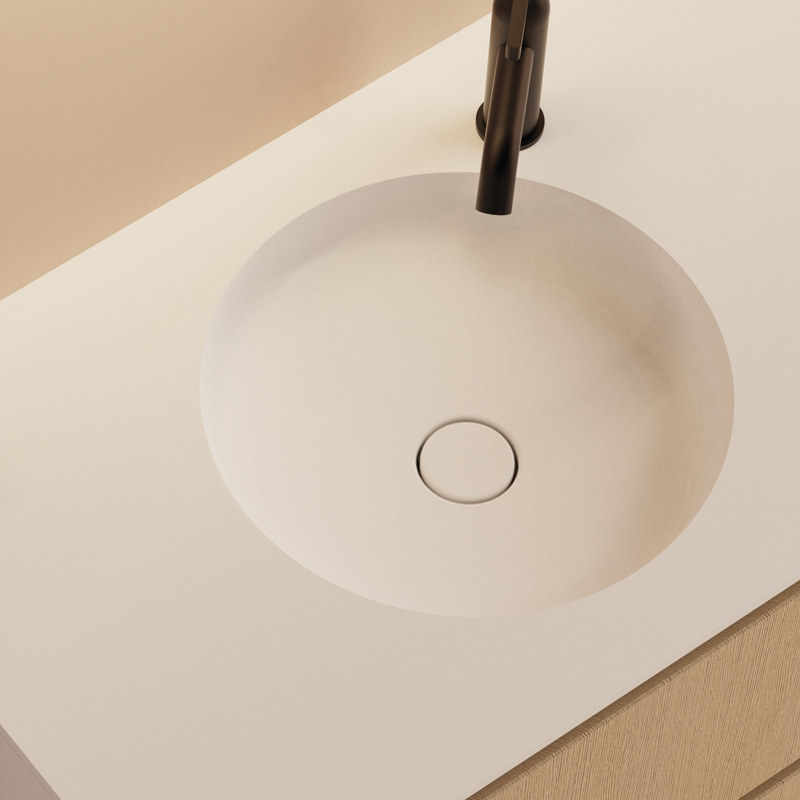 Imported DuPont Corian artificial stone round integrated basin under the counter basin wall-mounted bathroom cabinet wash basin