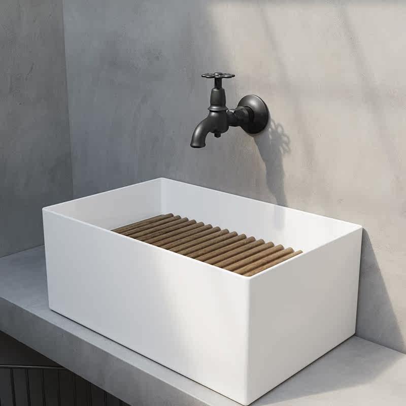 Slate integrated basin laundry sink washbasin column type hotel apartment homestay custom bathroom cabinet wash table wall type