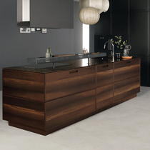 Rock plate kitchen cabinet door custom kitchen integral quartz stone countertop open Mediterranean island platform whole house decoration