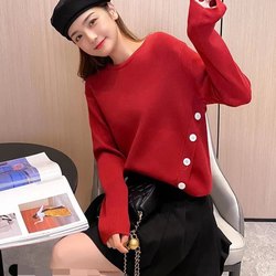 ສີແດງ Christmas New Year Sweater Sweater Dress 2012 Winter Korean New Style Bottoming Shirt Thickened Top