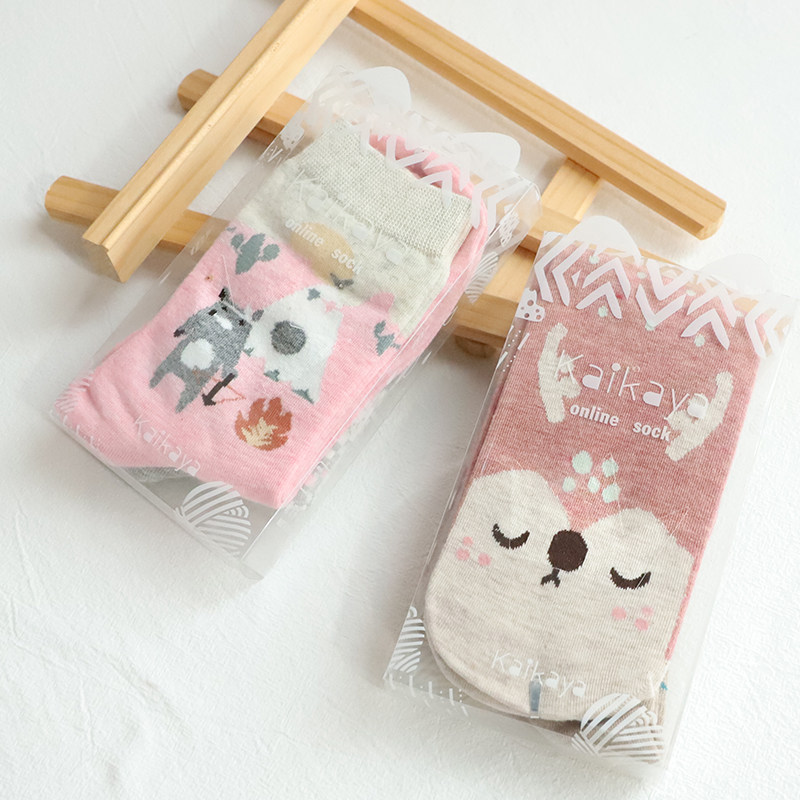 Korean fairy tale theme two pairs of girls four seasons cotton socks in socks c051