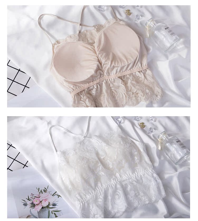 Mùa hè đầy đủ ren đẹp trở lại bra chéo quai không có vòng thép áo lụa chống chói ống đồ lót hàng đầu - Áo ngực không dây áo ngực