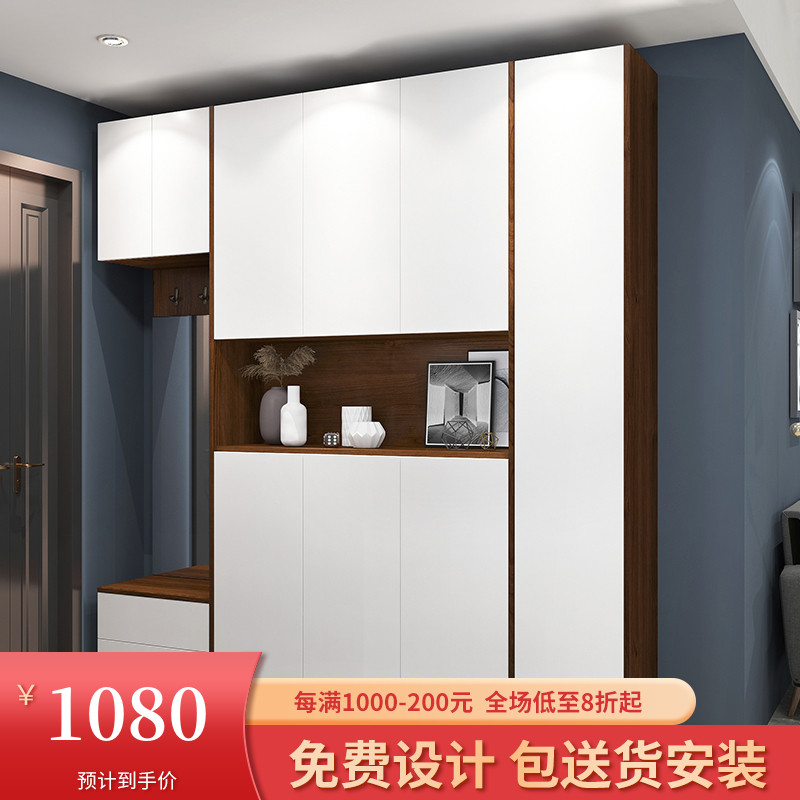 Simple and modern foyer cabinet Shoe cabinet to the top Light luxury entrance cabinet Multi-functional clothing storage cabinet Door cabinet
