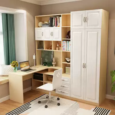 Simple corner bookshelf Computer desk Desktop home with desk bookcase integrated wardrobe combination one-piece cabinet Office desk