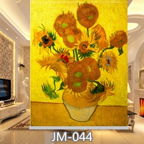 Curtain roller blinds Free hole Van Gogh oil painting Study Living room Office Meeting room Hanging painting Entrance door curtain Bathroom