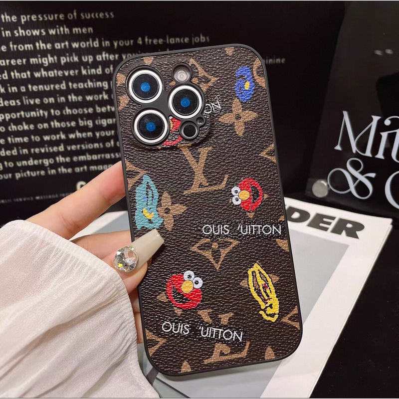 Lv Classic Leather Sesame Street Case Suitable for Apple 17 Pro Max Phone Case iPhone 16 High-End Luxury 15 Pro Full-Cover 14 Leather Soft Protective Case High-End 13 Personalized 17 Air