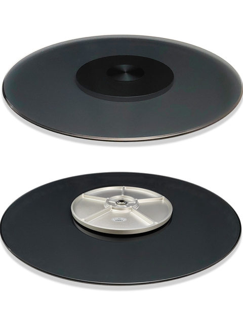 Boyan boutique high-end gray pure black glass new home glass table turntable hotel restaurant club box turntable