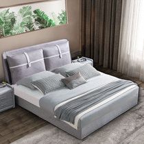 Technology cloth bed modern minimalist net red master bedroom light luxury double bed Nordic fabric soft bag solid wood storage box bed