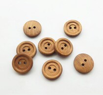 Round retro two-eyed log button wooden button wooden button Cardigan Cardigan small button decorative wood button decorative button