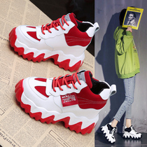 2021 Autumn New 9cm Inner height womens shoes thick soled father shoes women high wave muffin casual sports shoes