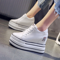2021 Autumn New 9cm Inner height womens shoes thick soled Joker small white shoes womens muffle casual sports shoes