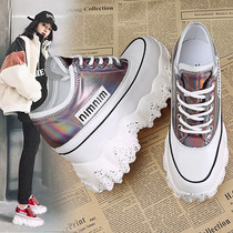 2021 Autumn New 10cm height womens shoes thick soled high heel daddy shoes women wave muffin casual sneakers