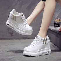 2021 Autumn New 11cm Inner height womens shoes thick bottom breathable white shoes womens wild muffins casual sports shoes