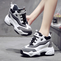 2021 Autumn New 9cm Inner height womens shoes thick soled high heel father shoes womens wild leisure sports shoes