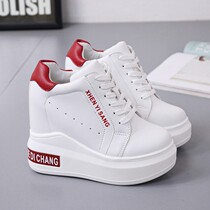 2021 Autumn New thick-soled Joker small white shoes womens high heel 12cm within the increase cake shoes sports casual shoes women
