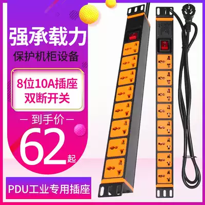 PDU cabinet socket 8-bit 10A 16A with switch lightning protection industrial Cabinet special power supply plug-in customization