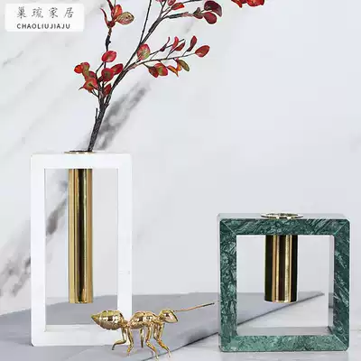 2020 New light luxury marble vase Model room decoration creative desktop dry flower arrangement living room home accessories