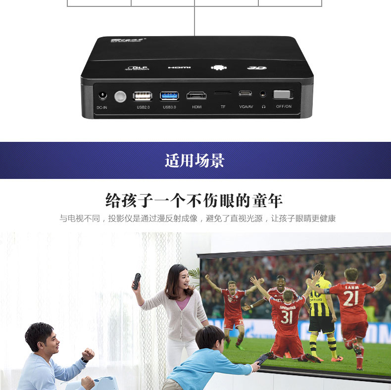 Máy chiếu Ruige RD-601 nhà di động Bluetooth văn phòng máy chiếu di động ngoài trời wifi máy chiếu siêu nhỏ thông minh