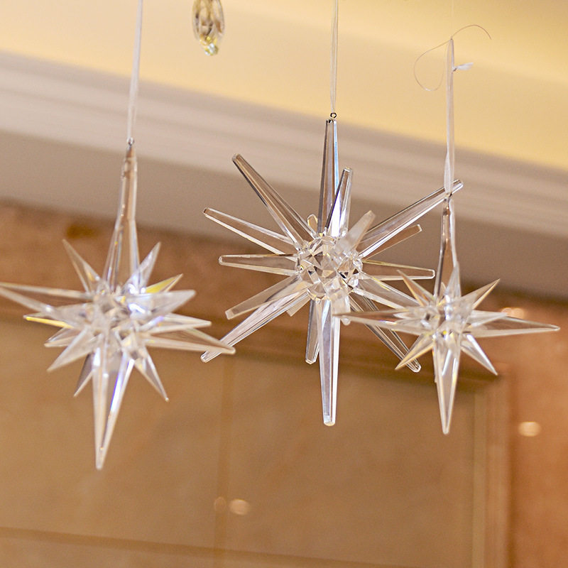 Christmas decorations pendant acrylic polygonal star snowflake decoration three-dimensional star snowflake hotel home decoration