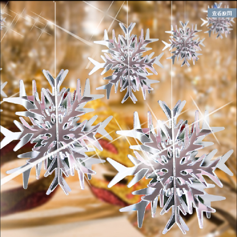 Christmas tree pendant plexiglass snowflake decoration three-dimensional snowflake wedding window home hotel decoration