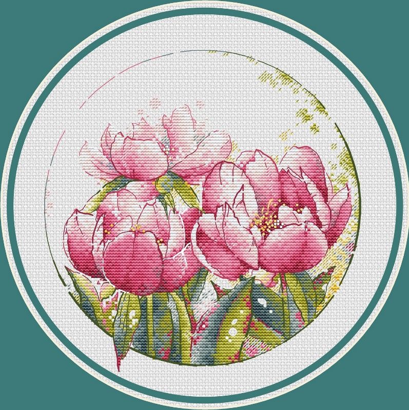 ◇Orange Love Embroidery◇ Self-made DMC Cross Stitch Kit Imported Drawings Flowers-Circle