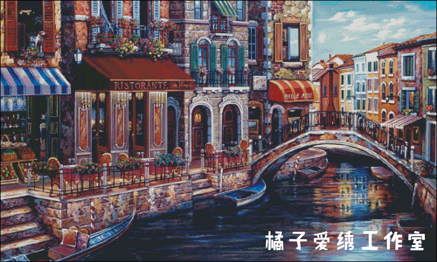 Home Orange Love Embroidered exclusive Custom DMC Cross embroidered self-supporting piece Romantic Town 25